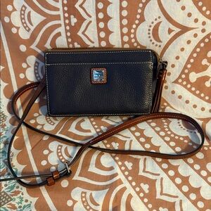Dooney & Bourke chocolate Pebble Leather Crossbody with Brown Trim